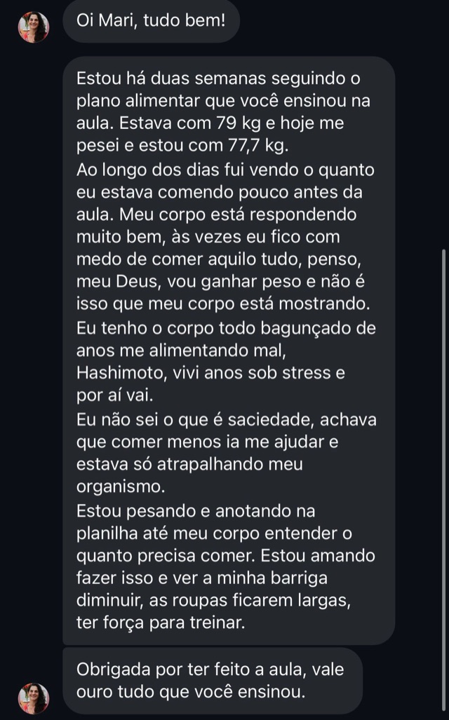 Depoimento de paciente com Hashimoto: de 79 kg para 77,7 kg nas primeiras 2 semanas
